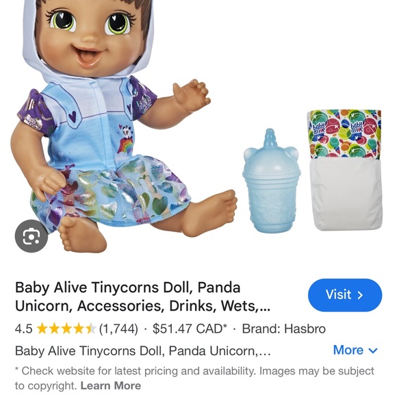 *NEW* Baby Alive Tinycorns Panda Unicorn Baby Doll With Bottle Diaper - Picture 5 of 7